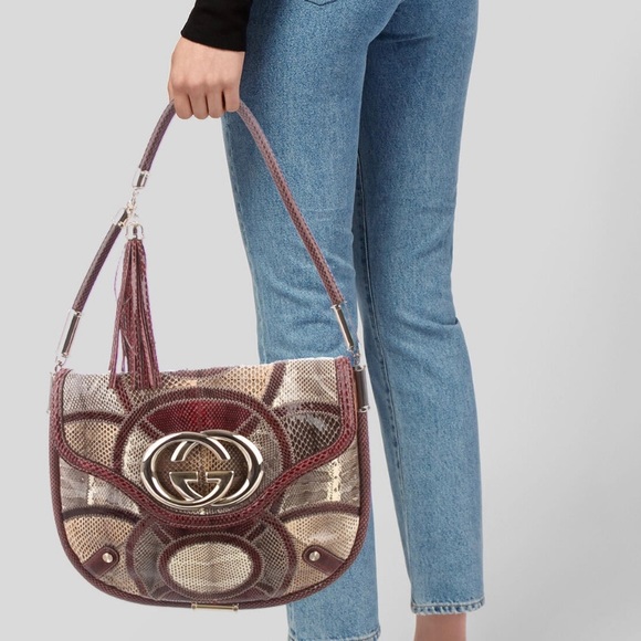 Gucci Patchwork Python & Lizard Britt Shoulder Bag - Picture 2 of 5